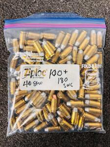 100+ .40 S&W 180gr Ammo, Federal & Winchester Mixed Brass, Bulk Ziploc