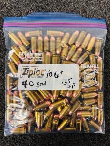 100+ .40 S&W 155gr Hollow Point Ammo, Federal & Winchester Mixed Brass, Bulk Ziploc