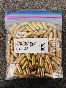 100+ .40 S&W 155gr Hollow Point Ammo, Federal & Winchester Mixed Brass, Bulk Ziploc