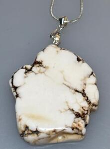 White Buffalo Turquoise Freeform Slice 24&rdquo; Neckless
