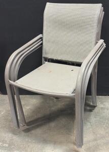 Stackable Metal Patio Chairs, Mesh Sling Seat, Armrests, Set of 4, Outdoor