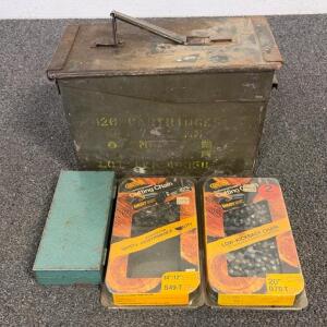 Oregon Chainsaw Chains S49-T & D70-T, US Military 7.62mm Ammo Box, Craftsman Socket Set Lot