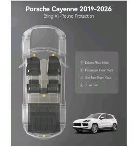 3W Auto-life TPE Floor Mats for Porsche Cayenne 2019&ndash;2026, Custom All-Weather, Full Set, Black