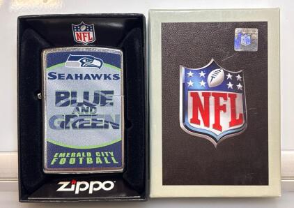 Seattle Seahawks Zippo Lighter NFL Blue and Green Emerald City Football Official Licensed Boxed