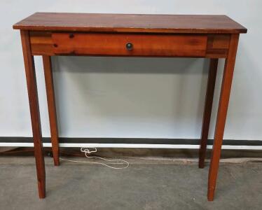 Wood Mid-Century Entryway Table With Drawer L=32" W=12" H=30"