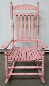 Oversized Pink Wooden Rocking Chair Seat Height 17"