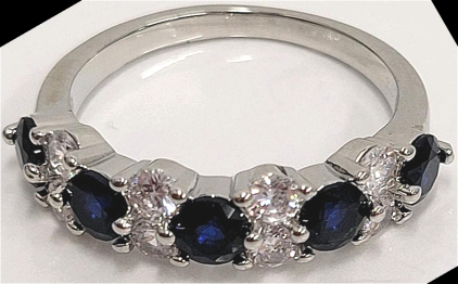 (1) Blue & White Sapphire Ring, Size 8