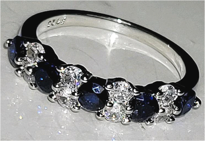 (1) Blue & White Sapphire Ring, Size 10