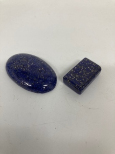 (1) Afghan Lapis Lazuli oval Cab (1) Afghan Lapis Lazuli Rect. Cab.