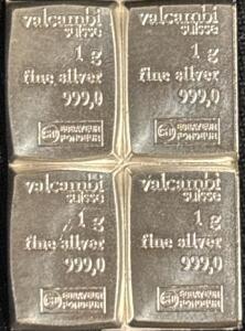 (4) Valcambi Suisse 1G 999.0 Fine Silver Bars