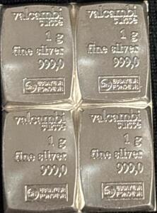 (4) Valcambi Suisse 1G 999.0 Fine Silver Bars
