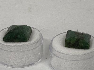 (2) Emerald Cut Faceted Brazilian Emeralds