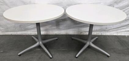 (2) Round White Tables 36" x 29" x 36"