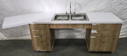 Prefabricated Kitchen Cabinet Unit Featuring Wood-Grain Cabinetry 104" x 34" x 24"