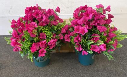 (4) Potted Artificial Morning Glory Flowers 21&rdquo; Tall