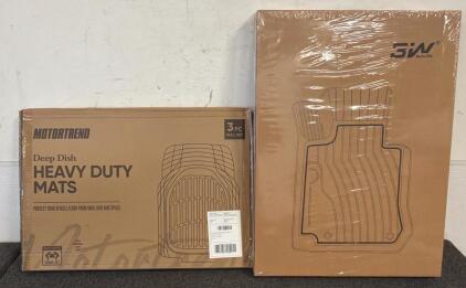 MotorTrend Deep Dish Heavy Duty Mats And 3W All-Weather Custom-Fit Floor Mats First Row Of A Ford F150 SuperCrew