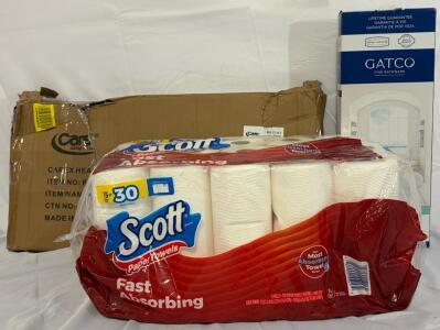 Scott 15 Mega Roll Paper Towel Pack, Carex Portable Bath Shower Bench & Free Stand Toilet Paper Holder
