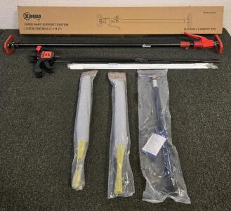 Third Hand Drywall Support System, (2) Long Clamps, (2) Microfiber Dusters, Walking Cane, & Window Blind Sticks