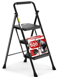 HBTower 3 Step Ladder 40.9&rdquo; Tall And 20.1&rdquo; Wide