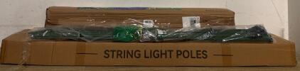 10&rsquo; String Light Poles 2 Pack, 3x5 Artificial Grass, And Vegetable Growing Trellis Set 5.3&rsquo;x4&rsquo;
