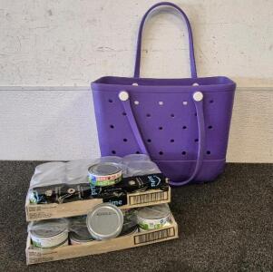 Rubber Beach Bag, Travel Tote Bag for Women Waterproof, Bumble Bee Chunk Light Tuna