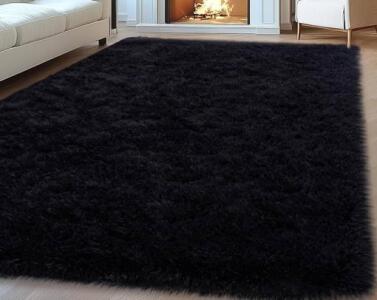 Black Shag Area Rug, 8FTx10FT