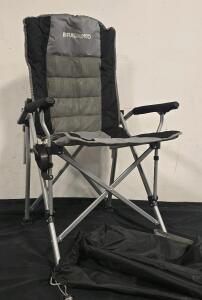 Hard Arm Camp Chair, Folding High Back Chair With Bag And Cup Holder