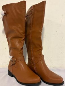 ZBY Women&rsquo;s Knee High Zip Up Boots, Size 11, Brown