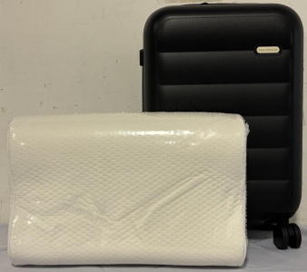 Snail White 20&rdquo; Black Rolling Suitcase & Tempur-Pedic Neck Support Pillow
