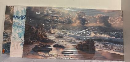 (3) 60x30&rdquo; Wall Canvases Coastal Ocean And Dolphin Themed