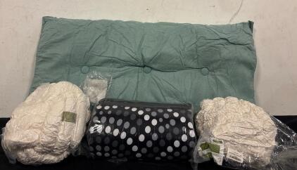 Bedding Lot (1) Body Pillow (1) Comforter And (2) Knot Throw Pillows