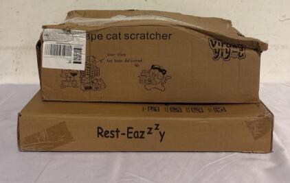 Rest Eazy Black Medium Cat House And Corrugated Cardboard Cat Scratching Post.