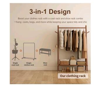 Solid Wood Clothing Rack