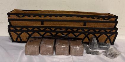 (4) Metal Window Box Flower Planters 36&rdquo;x5&rdquo;