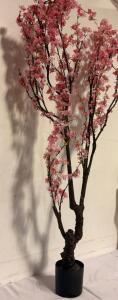 Faux Pink Cherry Blossom Tree 8ft(94in) Tall Artificial Plant Indoor Decor