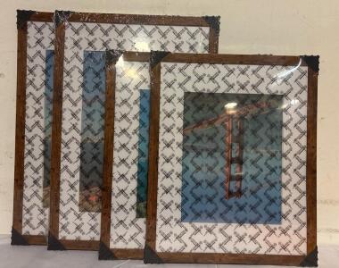 (2) 16x20 Picture Frames, Display Pictures 11x14 with Mat or 16x20 Without Mat And (2) 18x24 Picture Frames Brown Poster Frames for Wall Mounting Decor
