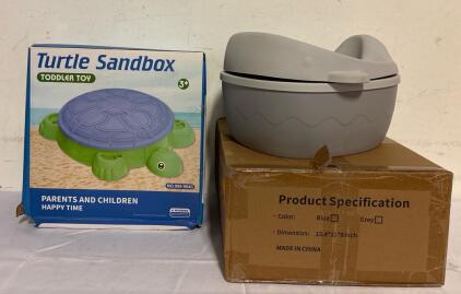 Turtle Sandbox Toddler Toy 33.86&rdquo;x25.2&rdquo;x7.1&rdquo; And 3-in-1 Functional Whale Baby Potty 13.4&rdquo;x13.8&rdquo;