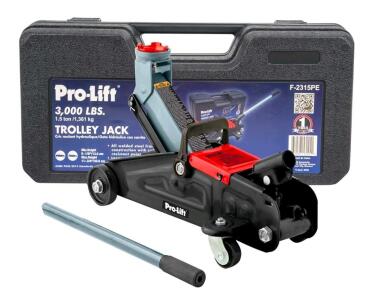 Pro-LifT F-2315PE Grey Hydraulic Trolley Jack Car Lift with Blow Molded Case-3000 LBS Capacity, 12 Inch, Black