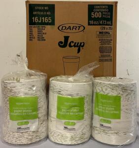 (500) Pcs Dart 16Oz Hot/Cold Insulated Cups & (900) Pcs Amazon Essentials Paper Plates