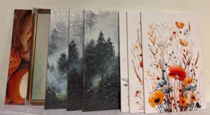 Wall Art: All 16&rdquo;x24&rdquo; Bread and Baking Canvas, Field Of Flowers Canvas, Mountain Canvases 3 Piece, Floral Canvases 3 Piece.