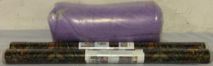 (2) Rolls Of Stained Glass Dragon Fly Window Film & Round Shag Rug, Purple, 6&rsquo;