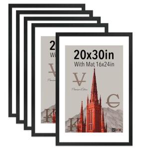VCK 20x30 Poster Frame Black - 5 Pack, Solid Wood Picture Frame