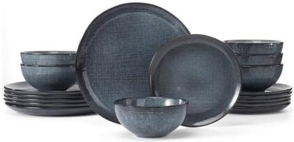 Famiware Moonlight Series 18 Piece Dinnerware Set, Dark Blue