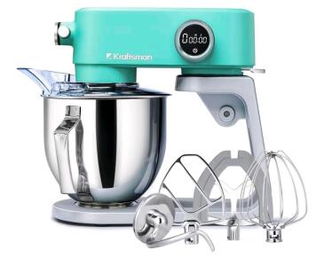 Kraftsman All-Metal Stand Mixer 5.3-Quart - Professional Kitchen Electric Food Mixer with Stainless Steel Mixing Bowl & Attachments- Orange