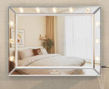 Wonstart LED Makeup Mirror W/ 11 Replaceable Bulbs, White, 33" x 24"