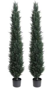 Momoplant Artificial Topiary Cedar Trees, Outdoor, Uv Resistant, Set of 2