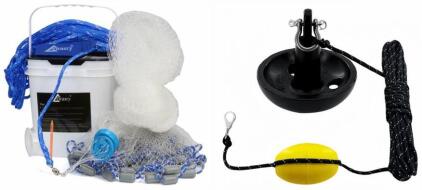 Drasry 6&rsquo; Saltwater Fishing Cast Net 3/8 & 1/4 Mesh W/ Heavy Duty Gray Sinker & 20LB Marine Mushroom Anchor Kit