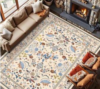 Vintage Style Floral Area Rug | 9&rsquo;x12&rsquo; | Light Pink