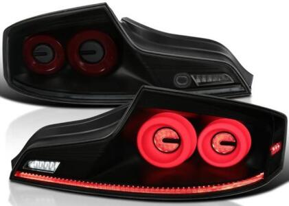 SPEC-D TUNING Black Smoke Full LED Tail Lights W/ Red Fiber Optic Halo Ring, Sequential Turn Signal, and Startup Animation Compatible W/ 2003-2007 Infiniti G35, Left + Right Pair Assembly