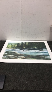 Francis Golden Signed and Numbered &ldquo; Trout Fishing&rdquo; Lithograph LE 497/750